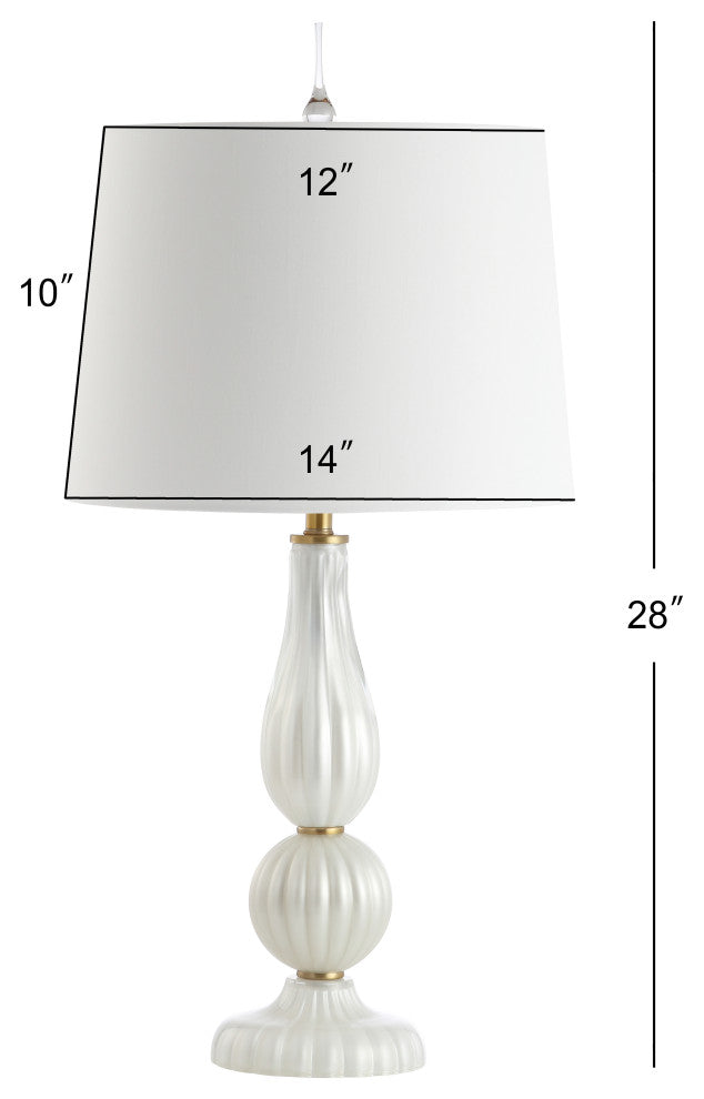 Maddie 28" Glass, Metal LED Table Lamp, White Pearl