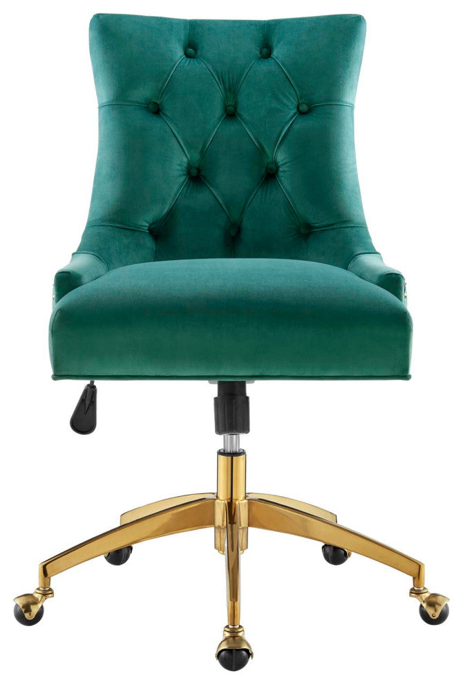 Regent Tufted Performance Velvet Office Chair Gold Teal -4571
