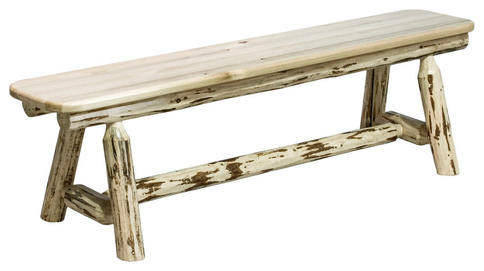 Montana Collection Plank Style Bench, 6 Foot, Clear Lacquer Finish