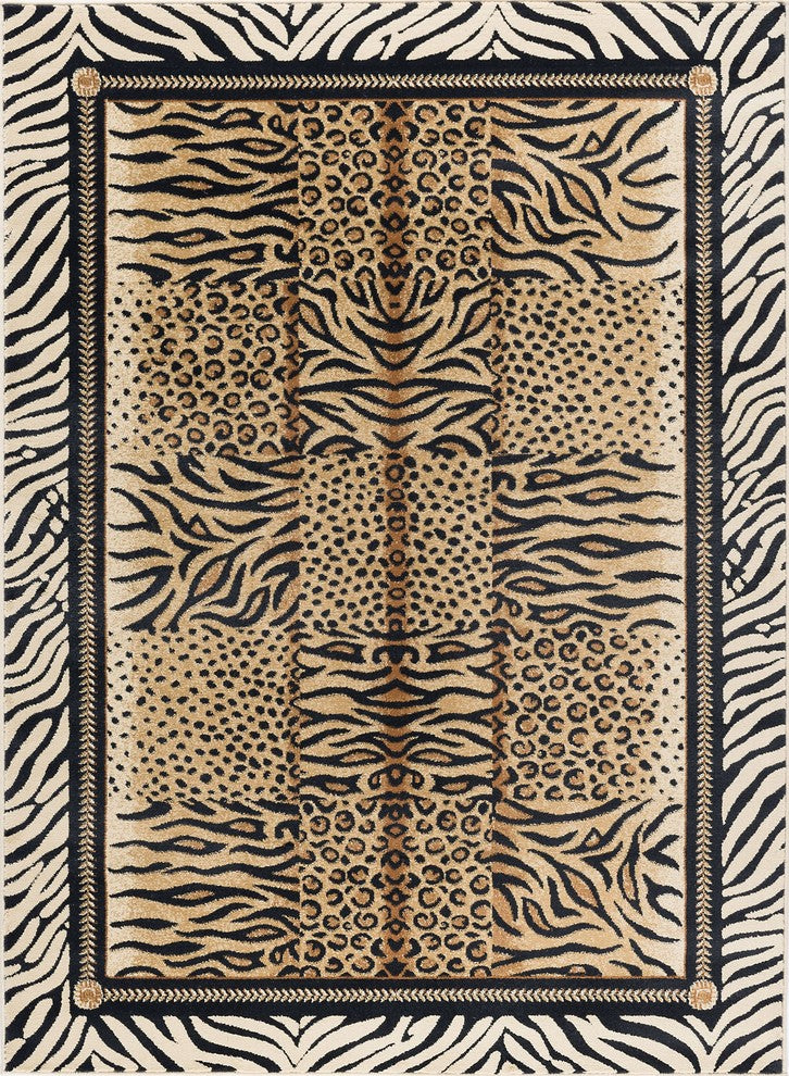 Savannah Contemporary Animal Beige Rectangle Area Rug, 5' x 7'