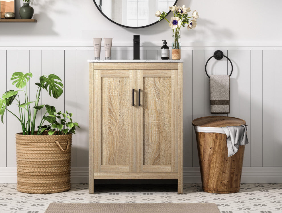 Home Living 24" Single Bathroom Vanity, Mango Wood