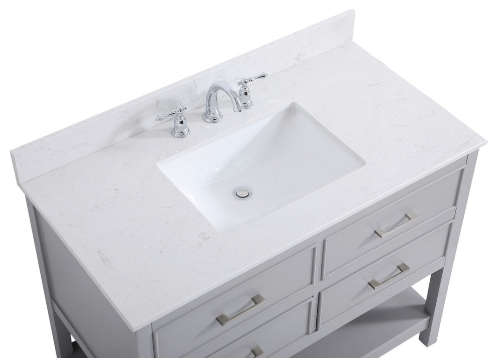 Skylar 42" Single Bathroom Vanity, Gray, With Backsplash