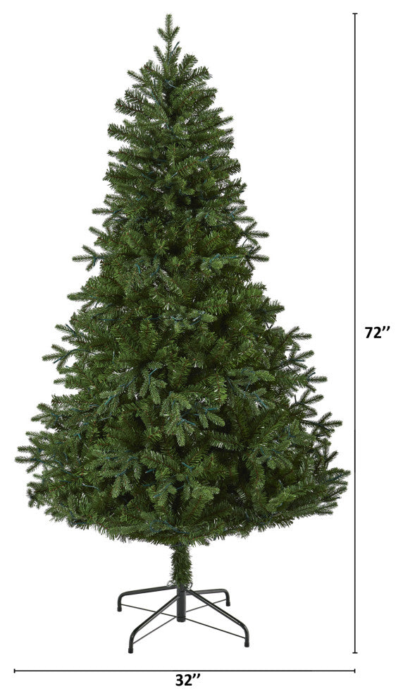 6' Vermont Fir Artificial Christmas Tree With 250 Clear LED Lights