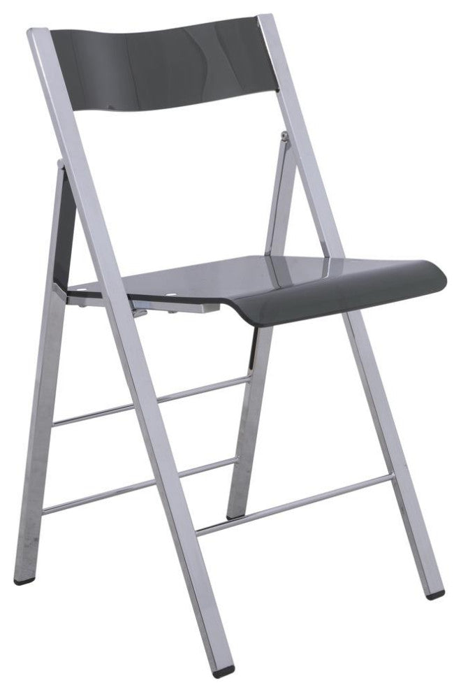 LeisureMod Menno Modern Acrylic Folding Chair Transparent Black