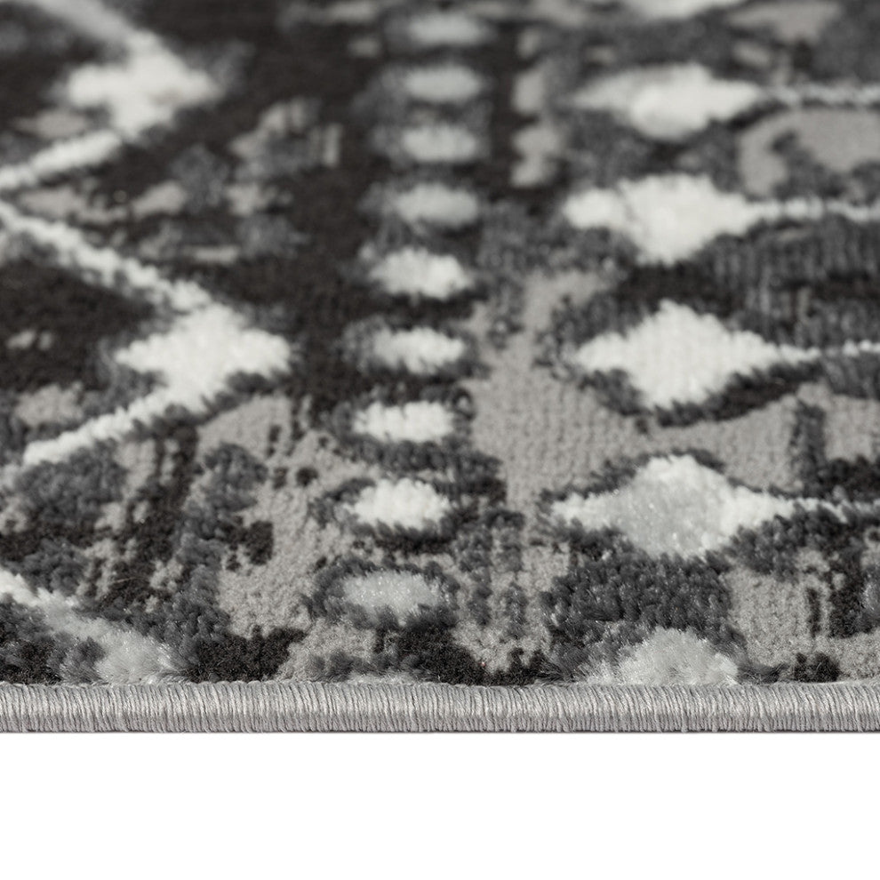 Hannah Moroccan Area Rug/Runner, Charcoal Grey, 8' x 10'
