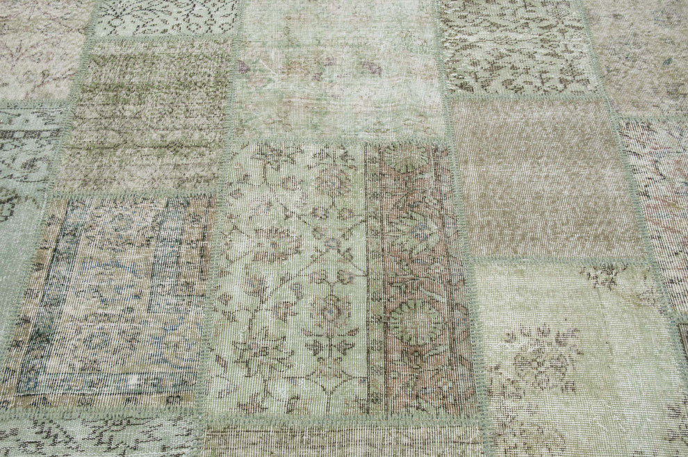 Patchwork Hand-Knotted Turkish Rug 8' 3" x 10' 2", 99 in. x 122 in.