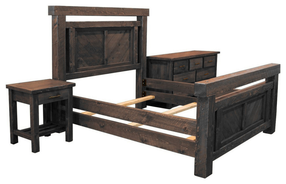 Barnwood Style Timber Peg Panel Bedroom Set, Dusk, King