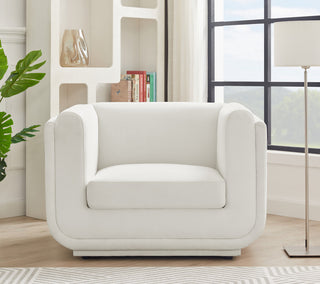 Kimora Linen Textured Fabric Upholstered Chair, Cream
