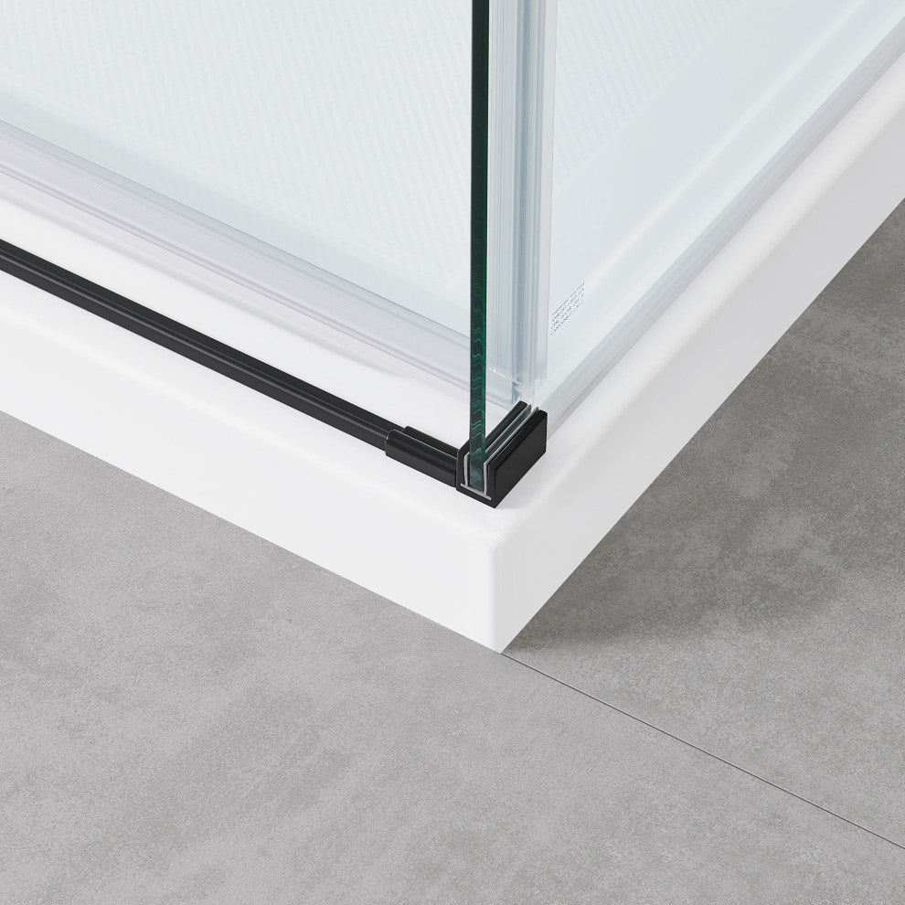 Bel Soft-Close Matte Black 60" Frameless Sliding Soft Close Shower Door