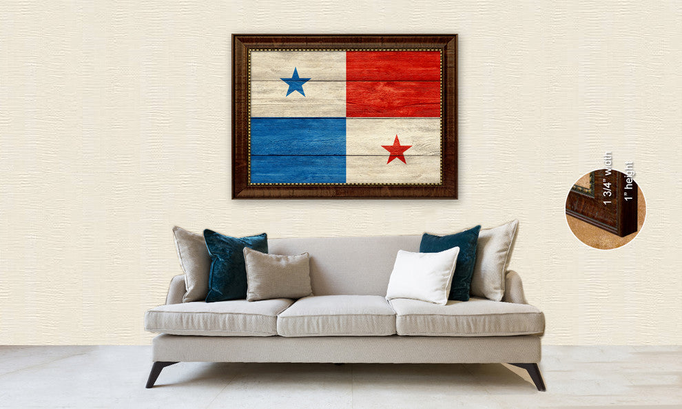 Papua New Guinea Country Textured Flag Print With Brown Gold Frame, 19"X27"