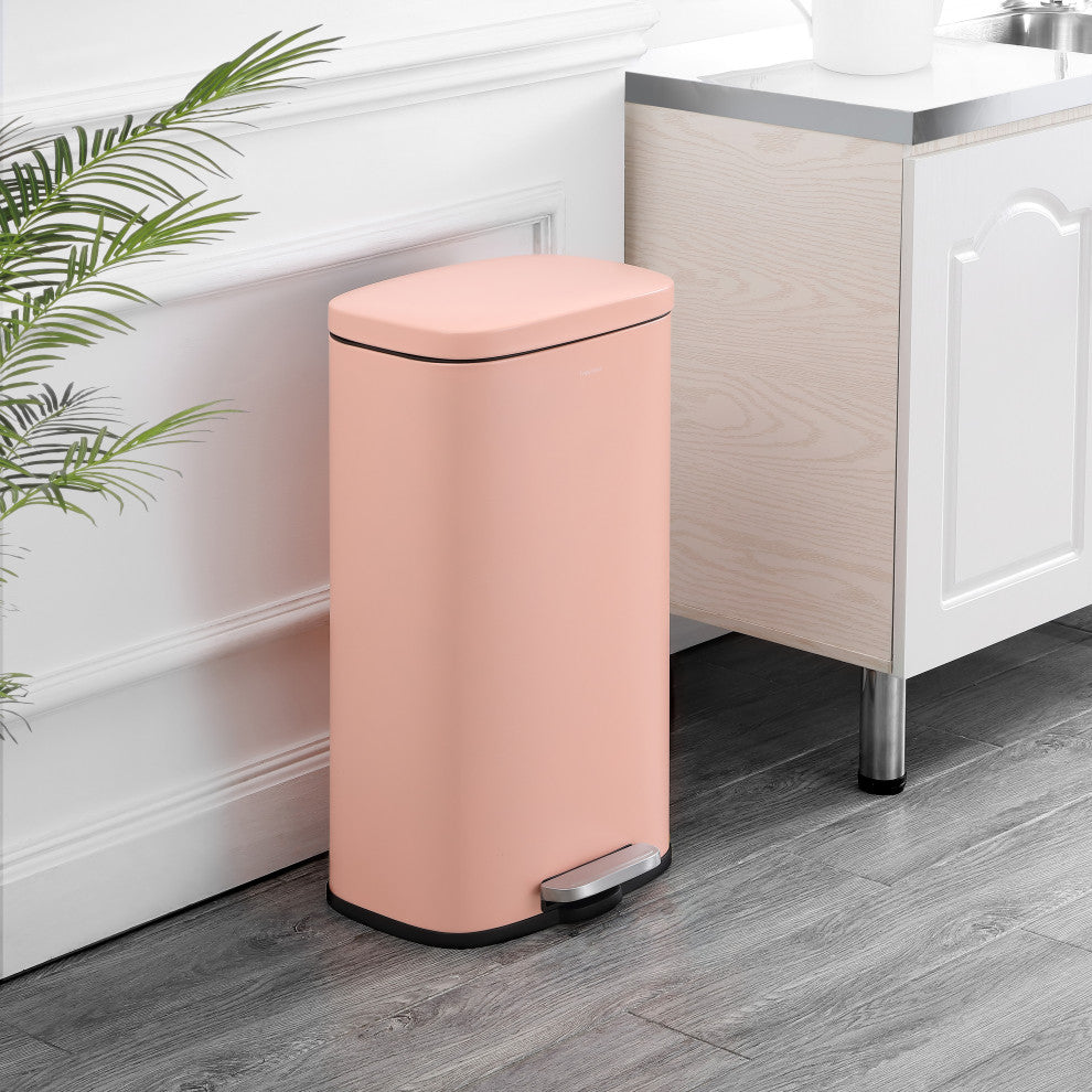 Curtis 8-Gallon Step-Open Trash Can, Pink