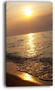 "Gloomy Beach And Waters At Sunset" Modern Beach Canvas Art Print, 16"x32"