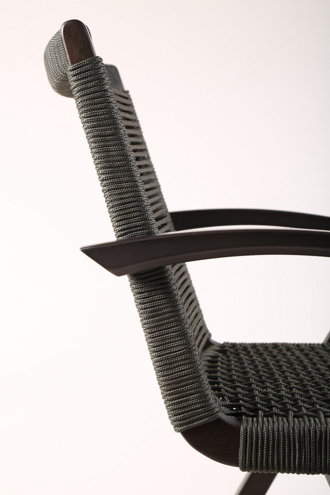 Brielle Outdoor Dark Eucalyptus Wood and Gray Rope Counter and Bar height Stool