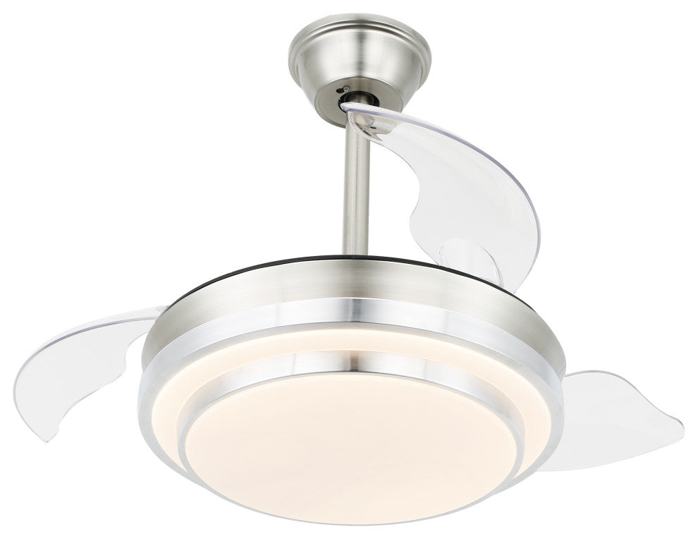 36" Modern Retractable Ceiling Fan Reversible With Remote Control and Light, 36inch