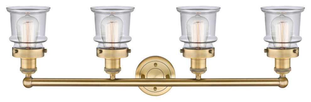 Canton 4-Light 32" Bath Vanity Light, Brushed Brass Finish, Clear Shade