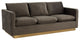 Leisuremod Nervo Modern Mid-Century Upholstered Velvet Sofa With Gold Frame