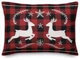 Plaid Vintage Reindeer 14"x20" Throw Pillow Cover