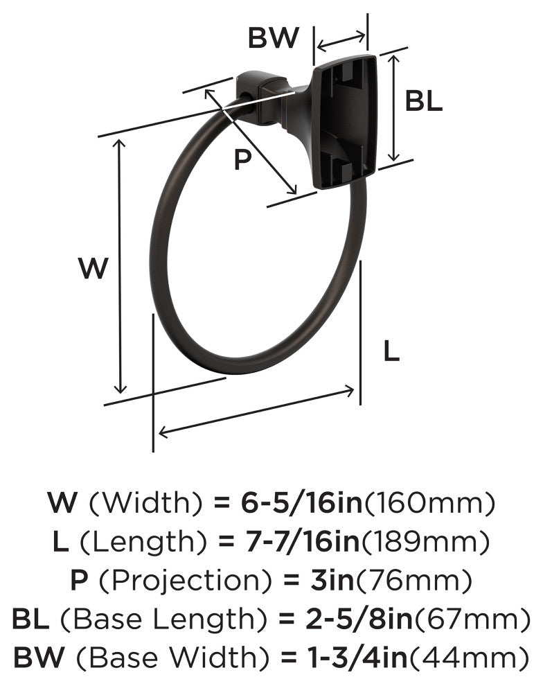 Amerock Highland Ridge Transitional Towel Ring, Oil Rubbed Bronze
