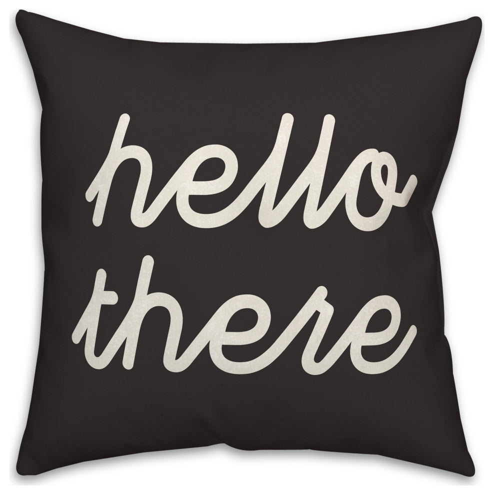 Black Hello There 18x18 Indoor/Outdoor Pillow