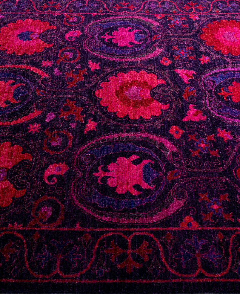 Overdyed One-of-a-Kind Hand-Knotted Area Rug Purple, 4' 3" x 5' 6"