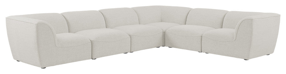 Miramar Linen Textured Fabric  6-Piece Modular L-Shaped Sectional, Cream