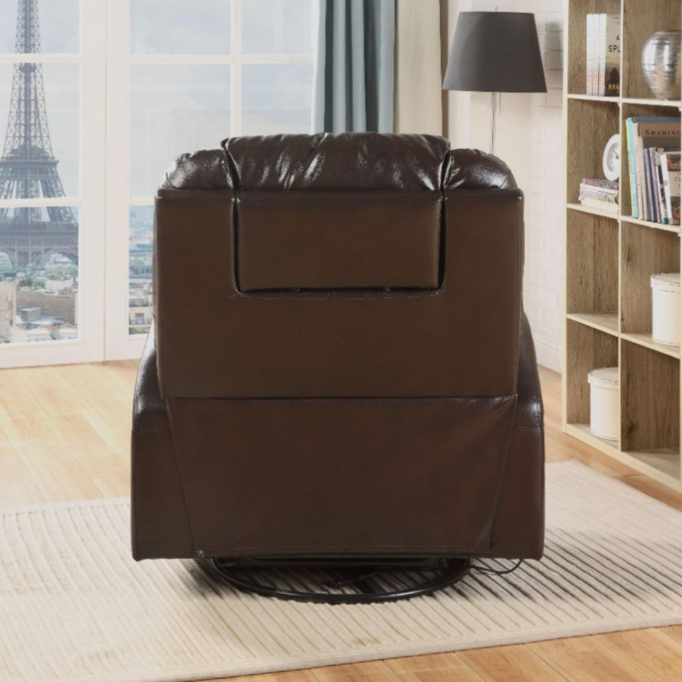 Brown PU Upholstered Rocker Recliner With Swivel