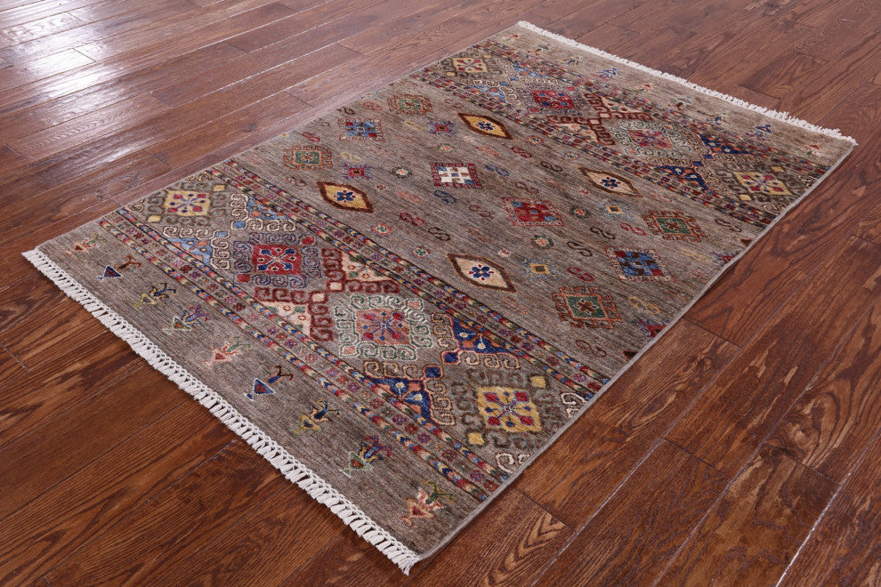 3' 7" X 5' 3" Khorjin Super Kazak Hand Knotted Wool Rug Q10130