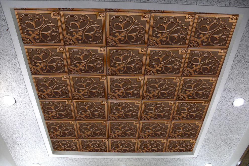 Antique Gold 3D Ceiling Panels, 2'x2', 4 Sq Ft