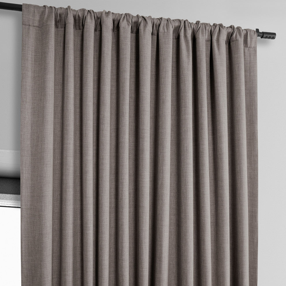 Faux Linen Extra Wide Room Darkening Curtain Single Panel, Mink, 100"x84"