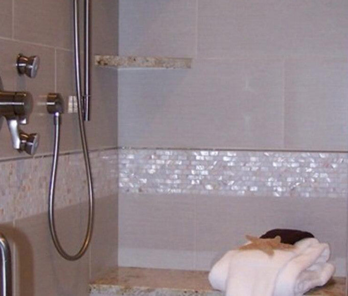 11.8"x 11.8" Mother of Pearl Shell Mosaic Tile, Set of 10, A19