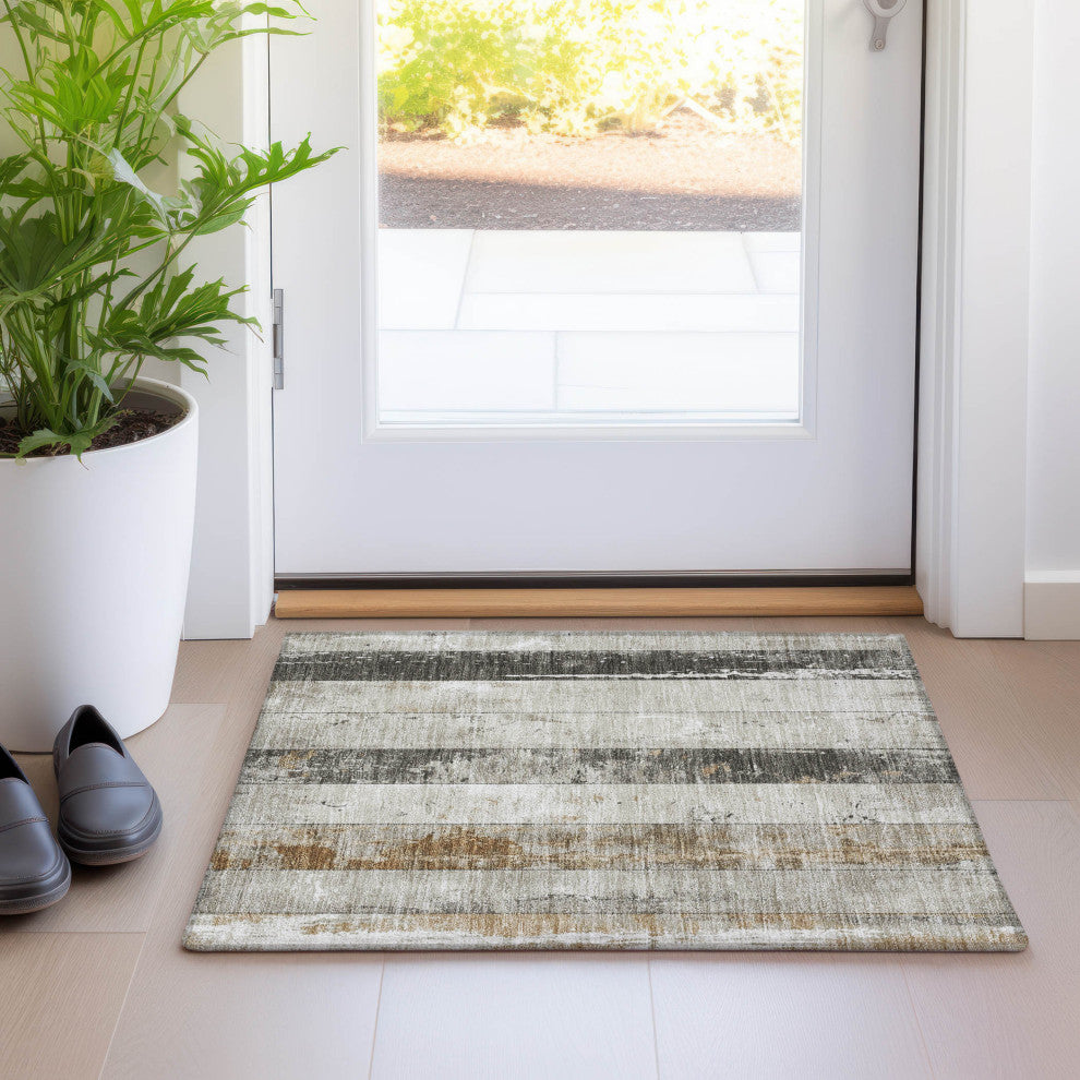 Machine Washable Indoor/Outdoor Chantille ACN1868 Beige 1'8" x 2'6" Rug