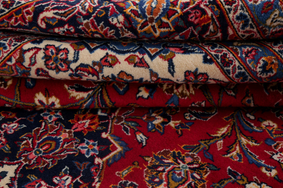 Consigned, Vintage Handmade Oriental Traditional Persian Area Rug, Red, 10x14