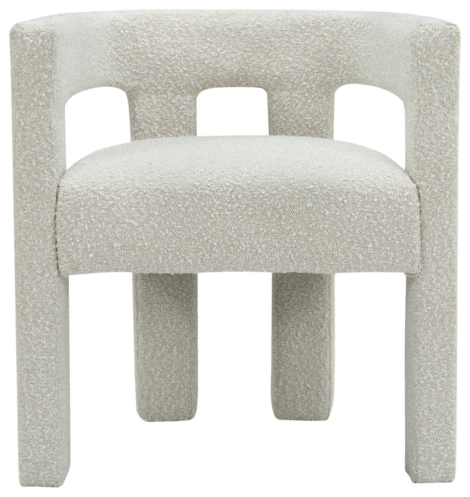 Athena Boucle Fabric Upholstered Accent / Dining Chair, Cream