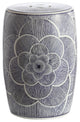 Camellia 17" Ceramic Drum Garden Stool, Blue