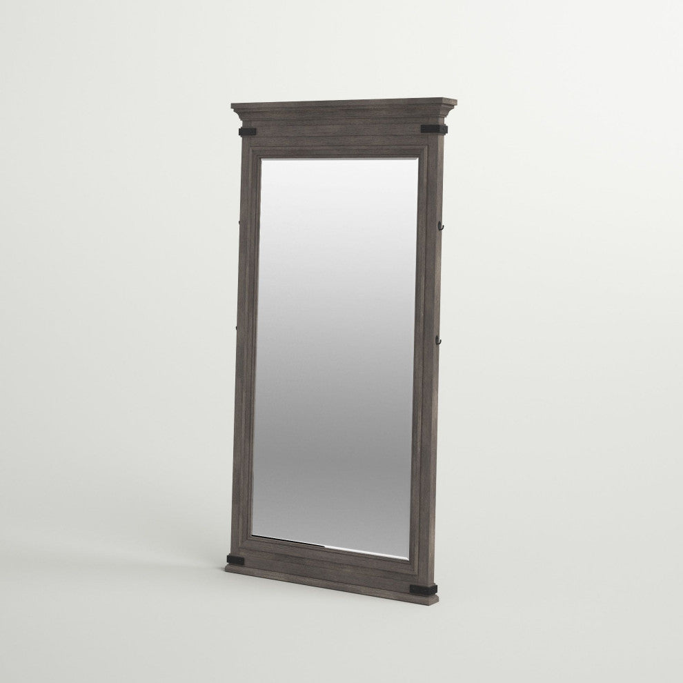 Forge 37" Wide Floor Mirror, Brushed Steel