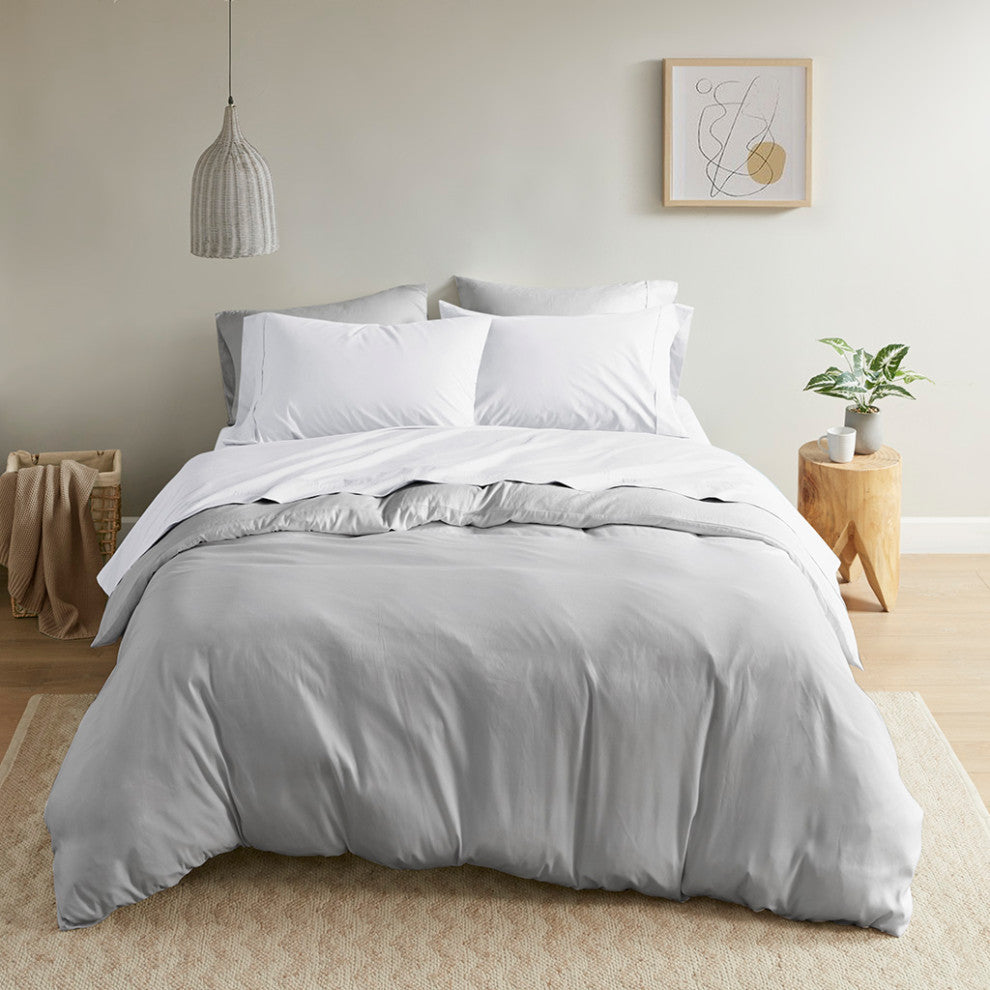 Madison Park Peached Percale Cotton Peached Percale Sheet Set, White