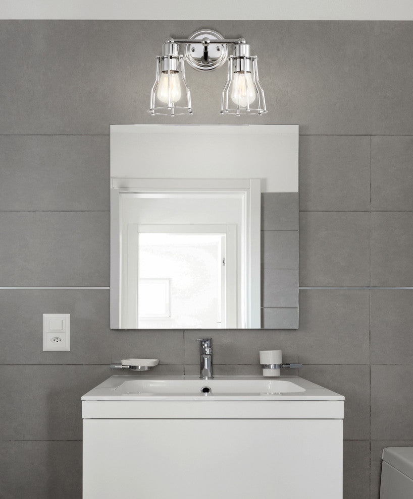 Evelyn Metal Vanity Light, Chrome, 2-Light