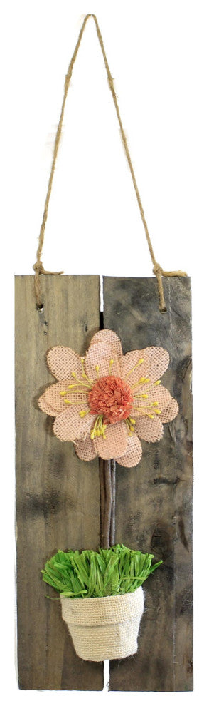 Home Flower Wall Decor Burlap Wood L Potted Plant Daisy