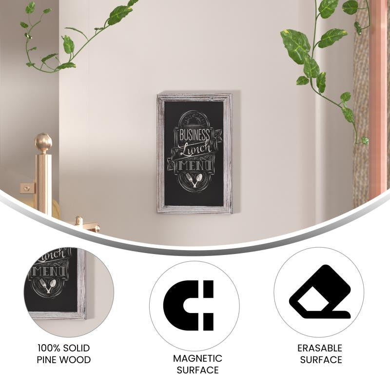 Canterbury Wall Mount Magnetic Chalkboard Sign Set-11" x 17", White Washed, 11" X 17"
