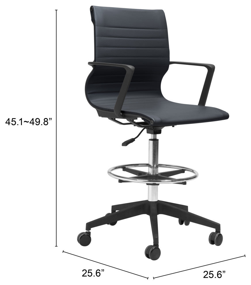 Computer Work Chair, Fabric, Steel, Black, Black, Chrome, Home Business Office