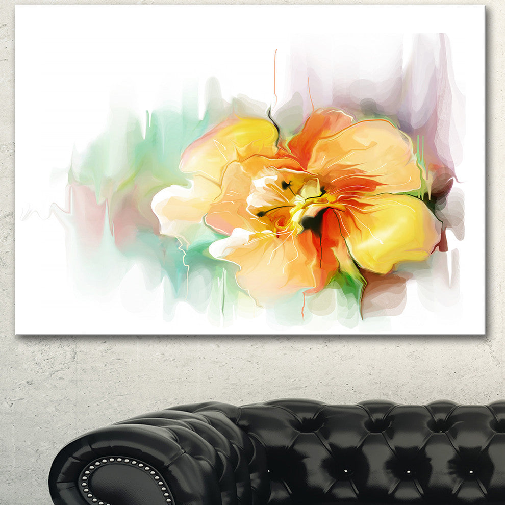 Beautiful Yellow Flower Drawing, Extra Large Floral Wall Art, 40"x30"