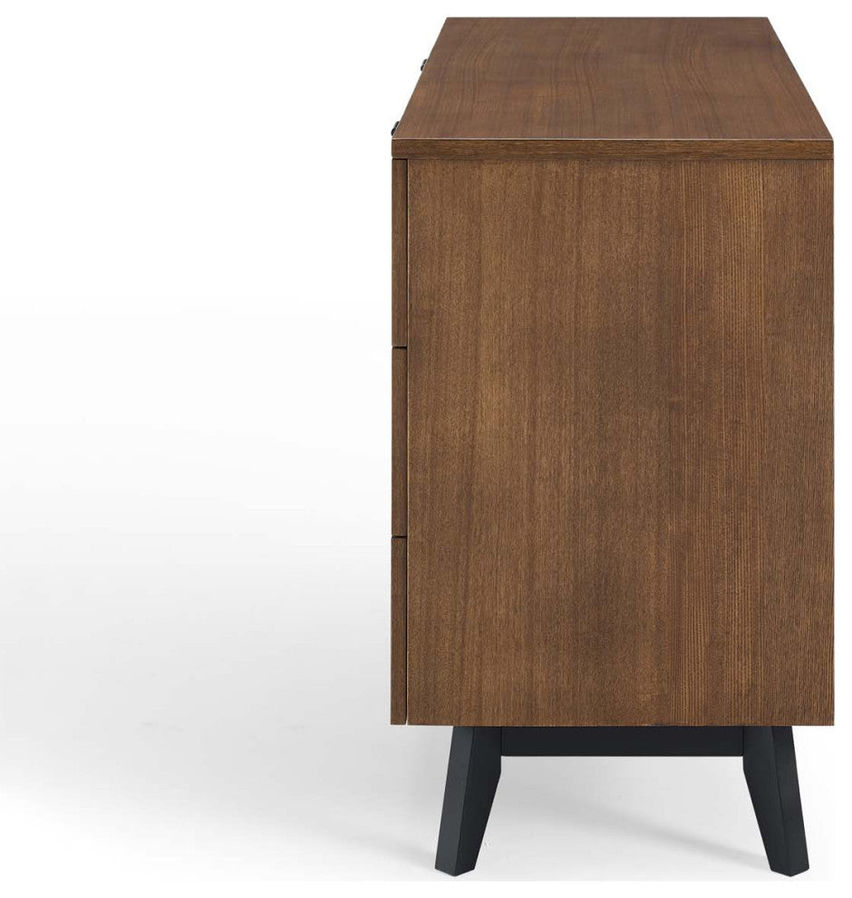 Dresser Drawer Chest Stand, Wood, Brown Walnut, Modern Mid-Century Living Room