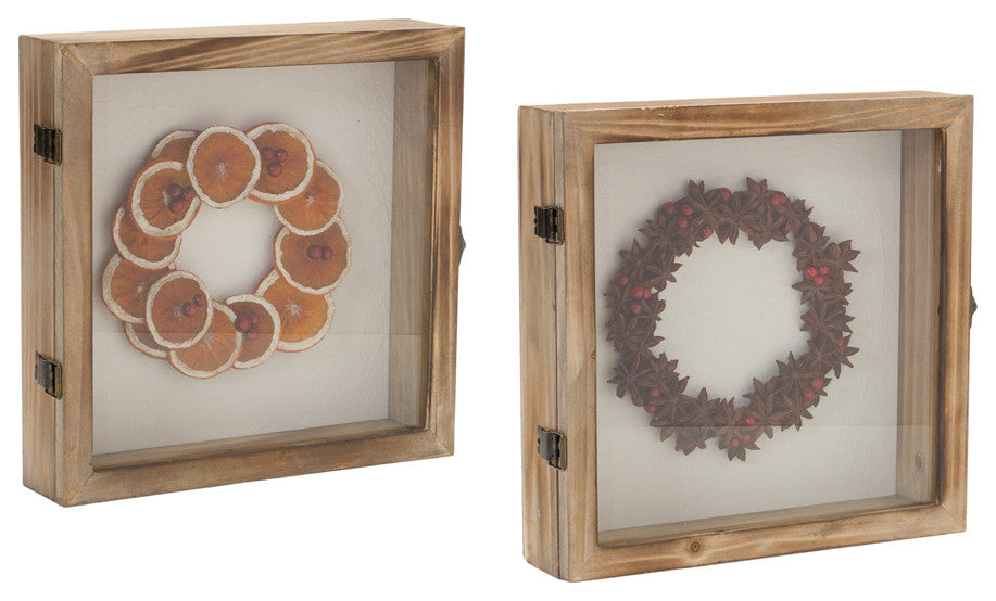 Dried Fruit Wreath Shadow Box, Set of 2