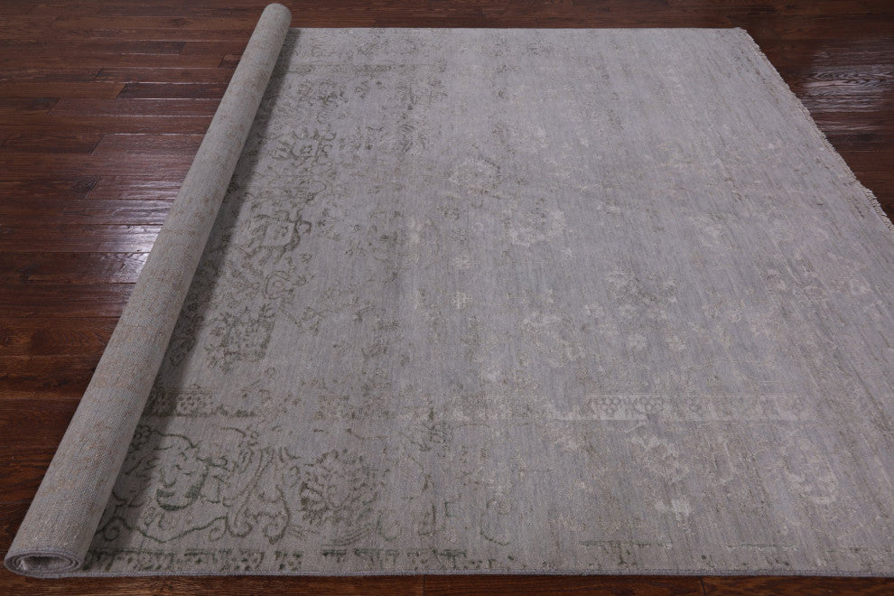 8' 1" X 10' 2" Persian Contemporary Wool and Silk Hand Knotted Area Rug Q3859
