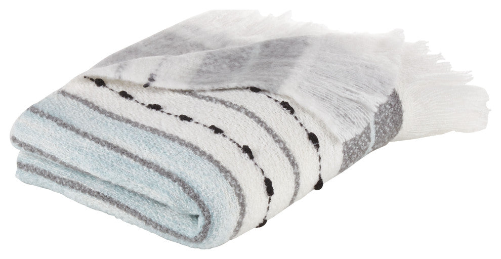 Chunky Woven Design Throw Blanket, Grey, 50"x60"