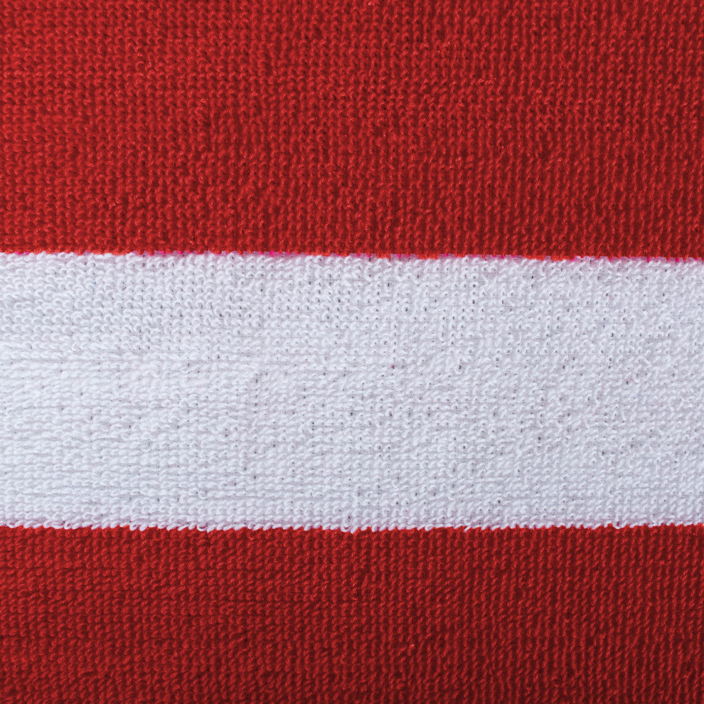 Red Stripe Lounge Chair Beach Towel With Top Fitted Pocket 26X82