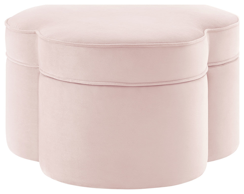 Rustic Manor Jalayah Ottoman, Upholstered, Velvet, Blush