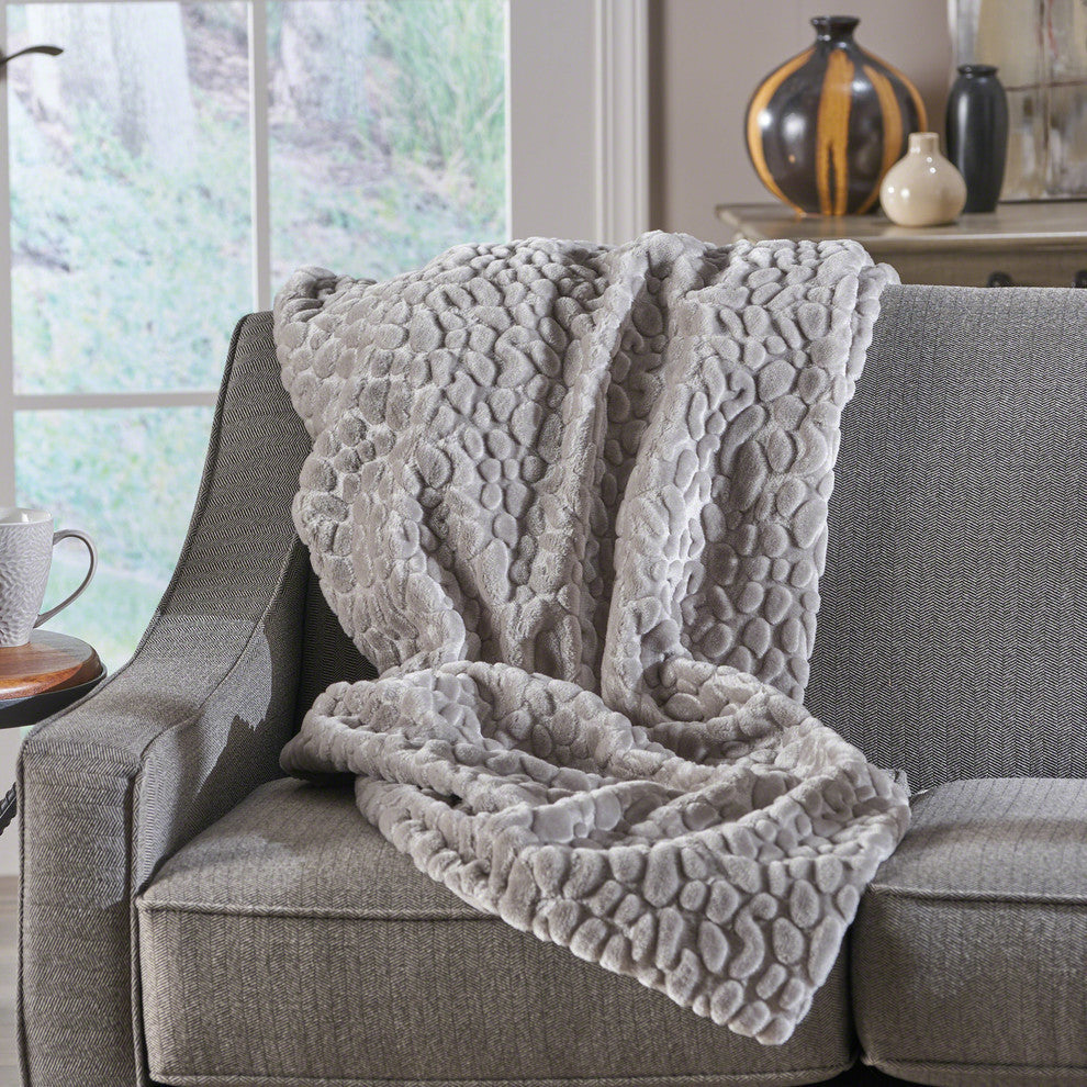 Laraine  Pebble Pattern Faux Fur Throw Blanket