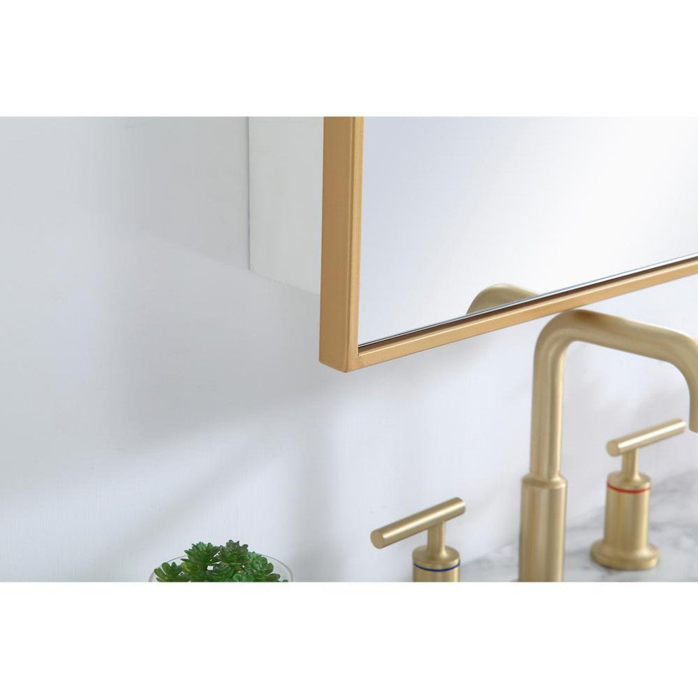 Metal mirror medicine cabinet 17 inch x 28 inch in Brass