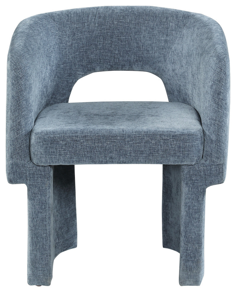 Emmet Boucle Fabric Dining Chair / Accent Chair, Blue, Chenille Fabric
